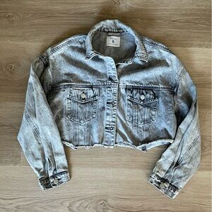 Cropped Gray Denim Jacket